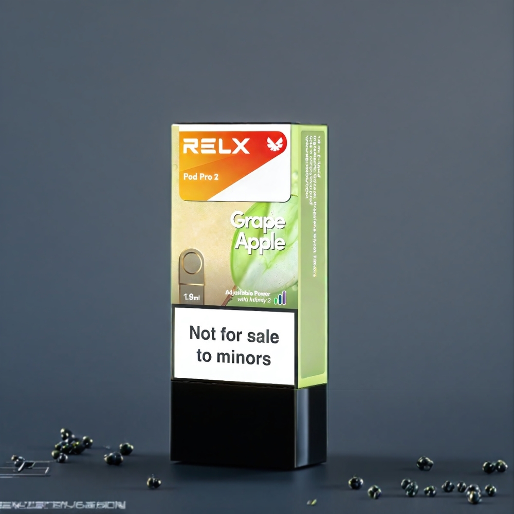 Relx Pod Pro 2 Vape Pomme Raisin Belgique Grossiste - 3% Nicotine, 600 Puffs, 3 Modes (Eco, Smooth, Boost)
