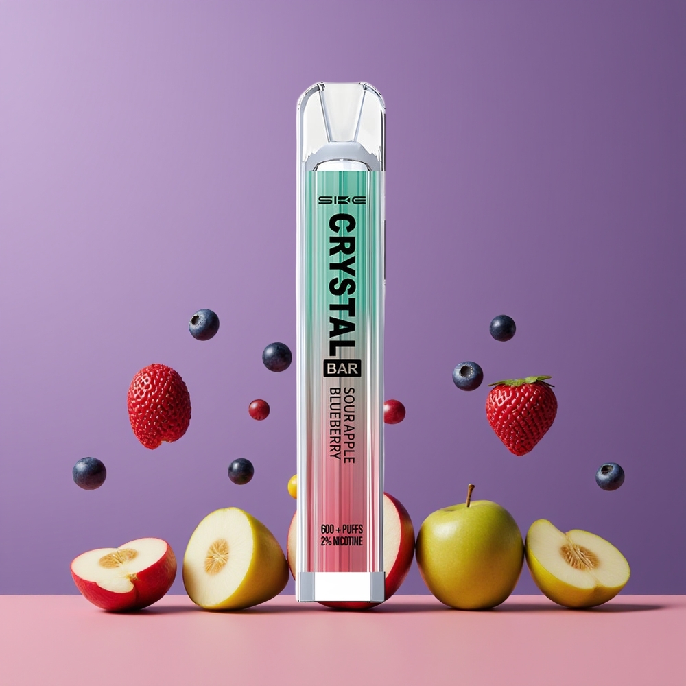 Pomme Acidulée Myrtille SKE Crystal Bar 600 Puffs Belgique Grossiste 2% 500mAh
