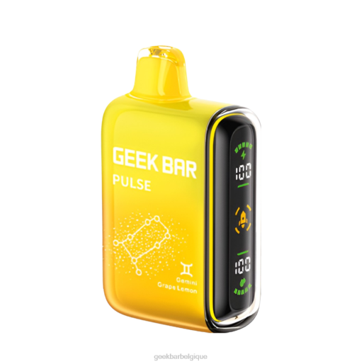 Geek Bar Pulse vape jetable 15k 28F050 Citron raisin Gémeaux Geek Bar sans nicotine